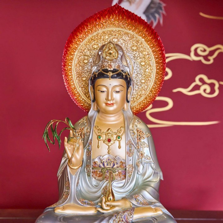 Tượng Quan Âm Bô Tát đá hiệu ứng giả Đồng cao cấp 